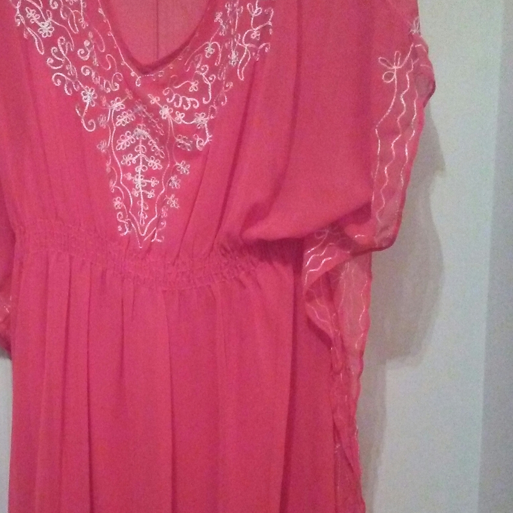 Peach color see through dress